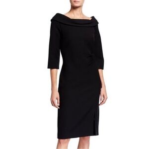 NWT Donna Karen Boat-Neck Fold-over Dress | Black | Size 8